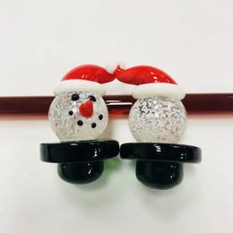Wholesale DHL Free Christmal Snowman Glass Carb Caps OD 25mm Hat Dome For Thermal P Quartz Banger Nails Tobacco Smoking Accessories DCC06