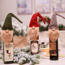 2018 Christmas Wine Bottle Cap Decor Bag Set Christmas Decorations Champagne Bottle Cover Decoration for New Year Xmas Dinner Party