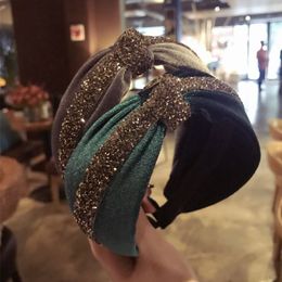 Haimeikang Bohemian Vintage Cross Headband Women Travel Turban Hairband Crystal Twisted Elastic Headbands Hair Accessories