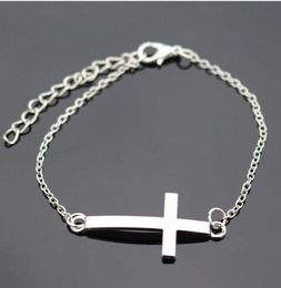 20pcs/lot Silver Chain Cross Bracelet For Women Jewellery Charm Bracelets Bangles 20+5cm