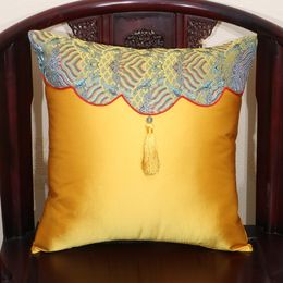 Creative Patchwork Tassel Luxury Silk Pillow Cover Cushion Sofa Chair Cushions Covers Home Decor Lumbar Pillow Chinese Satin Pillowcase