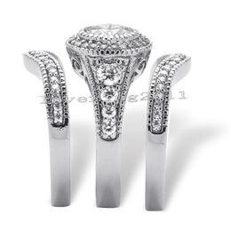 6Mm Choucong Que Jewelry Stone Diamond 10Kt White Gold Filled 3 Engagement Wedding Band Ring Set Sz 5-11 Cbd453 Cbd45