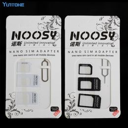 4in1 Noosy Nano Sim Card Adapter + Micro Sim cards adapter + Standard SIM Card Adapter With Eject pin For Iphone samsung 300pcs/lot