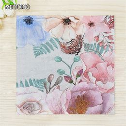 5 Servilletas Rosas Corona Mariposa De Alambre 33cm Tejido Decoupage Papel Fiesta Craft