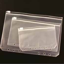 A5/A6/A7 File Holder Standard 6 Holes Transparent PVC Loose-Leaf Pouch With Self-Styled Zipper QW7372