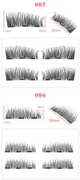 Professional Hand Made 3 Magnetic Lashes Full Strip Natural Long Fake Eyelashes 19 style available DHL Free