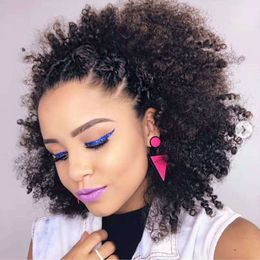 afro kinky ponytail clip in Afro kinky curly hair drawstring pony tail brazilian virgin hair extension 120g for Black women