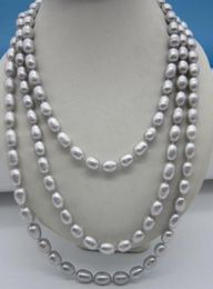 NOBLEST 3 ROW 10-12MM NATURAL SOUTH SEA Grey PEARL NECKLACE 17-19 INCH Jewelery