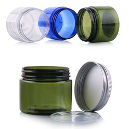 50g Empty PET plastic jar with Aluminium cap ,50ml PET Cream container.Powder plastic tin with metal lids LX1244