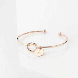 10pc/set Fashion Initial Letter Knot Bangle Bracelet for Women Girl Silver/ Gold/ Rose Gold Colour Letter Bangle