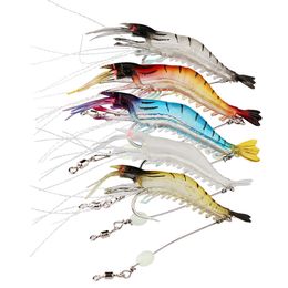 Lot 10Pcs Shrimp Simulation Soft Prawn Lure Bait Hook Tackle Bass Fishing EC