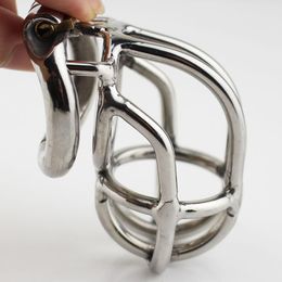 2017 New design 55mm length Stainless Steel Male Chastity Device 2.1" Curve Cock Cage Chastity Belt Adult Game Sex Toys For Men Y1892804