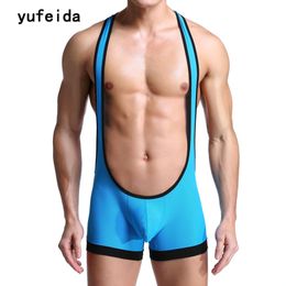 YUFEIDA Mens Singlet Underwear Gay Stretch Tight Unitard Leotard Polyester Undershirts Sexy Men's Bodysuit Jumpsuits Wrestling