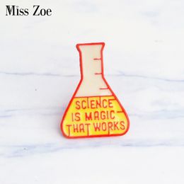 Miss Zoe Science is magic that works Enamel Pins Badge Measuring cup brooch Lapel pin Creative Jewellery Gifts Brooches for kids Women Men