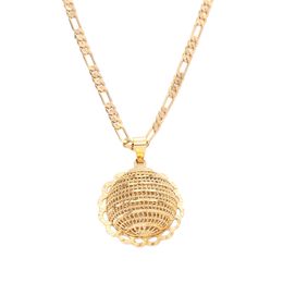 Luxury Dubai Gold Flower Geometry Hollow Out Pendant Necklace Chain Jewellery African Jewellery