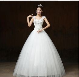 Free Shipping Wedding Dress 2018 vestido de noiva White Princess Wedding Frocks Sequins Lace up Wedding Frocks Bride Ball Gown