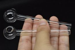 Pyrex Glass Oil Burner Pipe Clear thick heady 10cm smoking Glass Tube Oil Pipe Glass Oil Nail Pipe free shipping