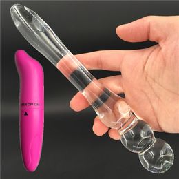 2 Pcs/Lot Vibrator And transparent crystal glass Anal butt penis Sex toy Adult products for women men female male masturbation Y18102305
