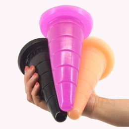 Large Anal Plug Cone Shape Suction Butt Plug Anal Sex Toys For Woman Adult Products Anal Groove Sexo Bdsm Bondage S1031