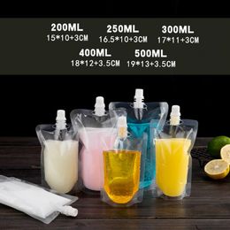 Stand-up Plastic Drink Packaging Bag Spout Pouch for Beverage Liquid Juice Milk Coffee 200-500ml LX0080