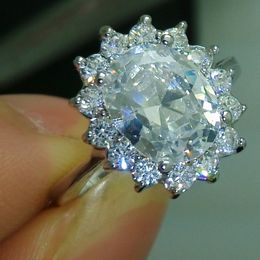 Women Fashion Diana Royal ring 3ct Diamonique Cz White gold Filled Engagement wedding band ring for women Size 6/7