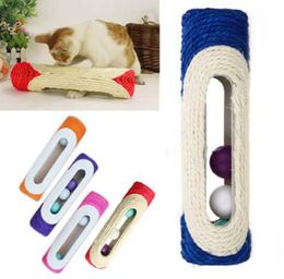 Cat Toy Pet Cat Kitten Kitty Toy Rolling Sisal Scratching Post with Trapped Ball Training Toys for Cat Pet Products