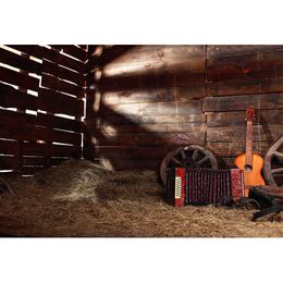 Western Country Cowboy Themed Birthday Party Backdrop Barn Warehouse Straw Guitar Wooden Wall Kids Rustic Photography Background