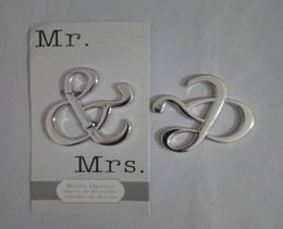 100 PCS "Mr. and Mrs." Ampersand Bottle Opener Favour For Party Supplies Silver Wedding Gift For Guest