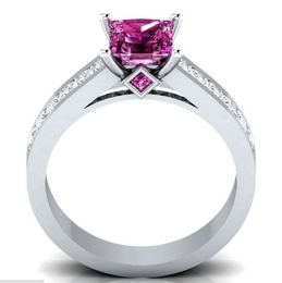 Victoria Wieck Luxury Jewelry Handmade 925 Sterling Silver Filled Princess Cut Pink Sapphire CZ Diamond Gemstones Women Wedding Ba211w