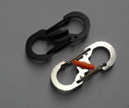 Shape Plastic Safety Buckle Stainless Steel Carabiner Key Chain Hook Clip Outdoor Camping Hiking Snap Outdoor Equipment