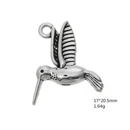 -2021New Vintage Silber überzogene Kolibri Charme für Armband Tiervogel DIY Floating Anhängeanhänger für Schmuckherstellung