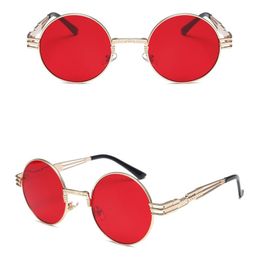 Punk Metal Frame Sunglasses Round With Spring Temples Vintage Sun Glasses For Men 10 Colors UV400 Wholesale Melody2041