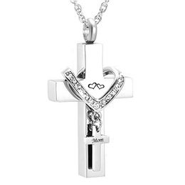 Fashion jewelry Stainless Steel Cross mom Memorial Cremation Ashes Urn Pendant Necklace Keepsake Jewelry for ashes