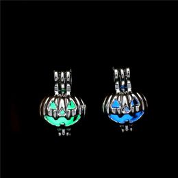 Silver Glow in the Dark Beads Pumpkin Oysters Cage Locket Pendant Aromatherapy Perfume Essential Oils Diffuser