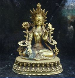 Tibet Buddhism Temple Brass Bronze Kwan-yin White Tara Guanyin Buddha Statue