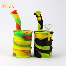 Hookah Glass Bongs Dab Rig Wax Camouflage Unbreakable Silicone Water Pipe Bong Smoking oil burner 420 Oil Dry Herb