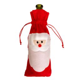 Red Wine Bottle Cover Bags Home Decoration Wine Bags Party Favours Merry Santa Claus Christmas Xmas Decoration