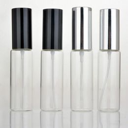 30ML New Glass Perfume Spray Bottle Cylindrical Silver Aluminized Sprinkler Clear Glass Bottle LX1255