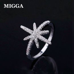 High Quality Micro Paved Cubic Zirconia Star Ring for Women CZ Stone Crystal Bague Jewellery