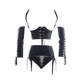 New Adult Women BDSM Erotic PU Leather Arm Bondage Restraint Harness Body Fetish Slave Clothes Suit Flirt Lingerie Sexy Bodysuit