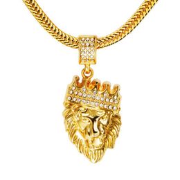 Hip Hop Kristall Löwenkopf Halskette für Männer Mode Luxus 18K Schmuck Anhänger Männer neue Streetwear Männer Gold Chian kostenloser Versand