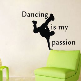 Танцы Моя Страсть Наклейки На Стены Котировки Винил Клей Стены Наклейки Home Decor Хип-Хоп Танцор Стикер