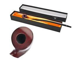 Fashion peach shaped solid wood pipe, European and American men's Retro curved long rod wooden pipe