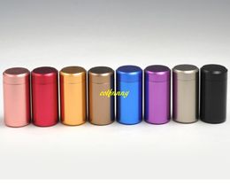 100pcs/lot 45*65mm Metal Cans Tea boxes Mini Candy Sealed Travel Box Titanium alloy Teas Tank Storage pot