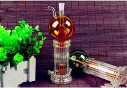 Double 2 layer heart water bottle with color ball Wholesale Glass bongs Oil Burner Glass Water Pipe Oil Rigs Smoking Rigs