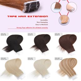 top quality tape in hair extension seamless 1424inch real human hair skin weft hair 100gr pack free dhl