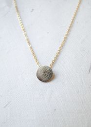 Brushed Round Circle Necklace Tiny Disc Coin Necklace Geometric Disc Dot Necklace Simple Pie Necklaces for Women