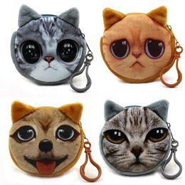 Coin Purses Wallet Ladies 3D Cats Cute Face Animal Big Face Change Fashion Cute Small Zipper bag for Women Change Purse