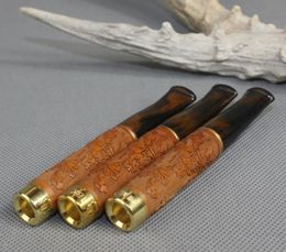8mm solid wood carving sea Salix tooth carving cigarette mouthpiece wood smoke dual detachable