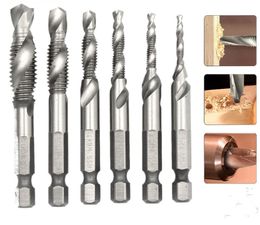 Freeshipping Drillpro 6pcs/Los Handhack -Bohrer HEX SHANK HSS SCHRAUBE SPIRALPUNKTRAUBE